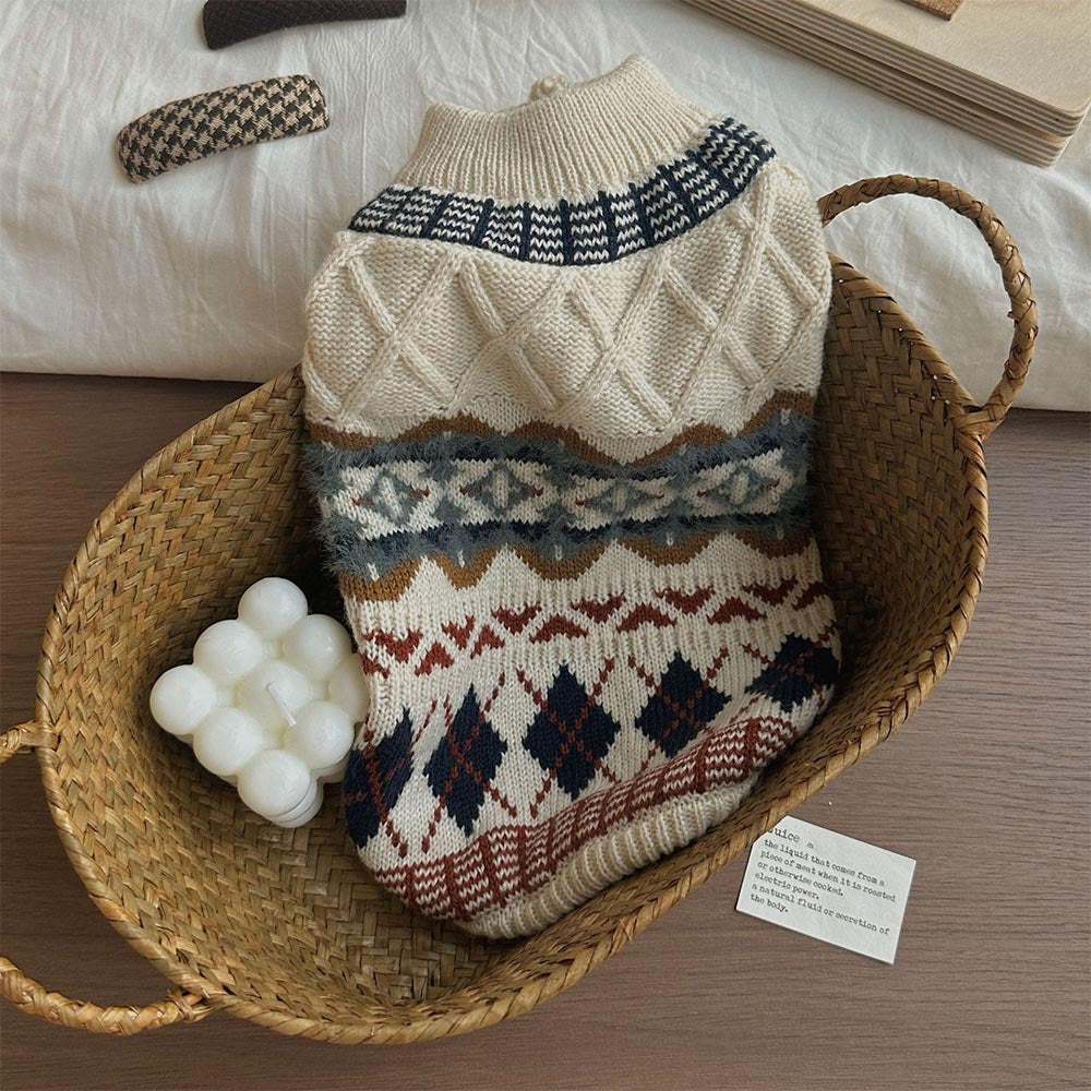 British Retro Argyle Fair Isle Sweater for Pet | NCS