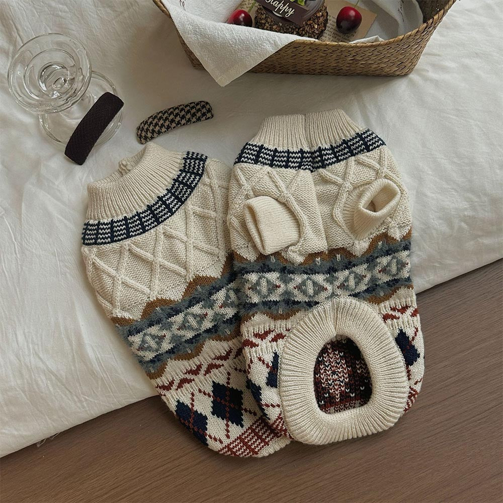 British Retro Argyle Fair Isle Sweater for Pet | NCS