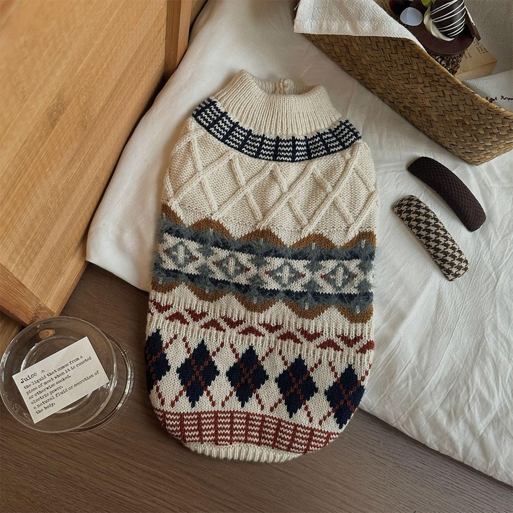 British Retro Argyle Fair Isle Sweater for Pet | NCS