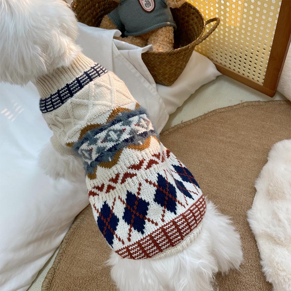 British Retro Argyle Fair Isle Sweater for Pet | NCS