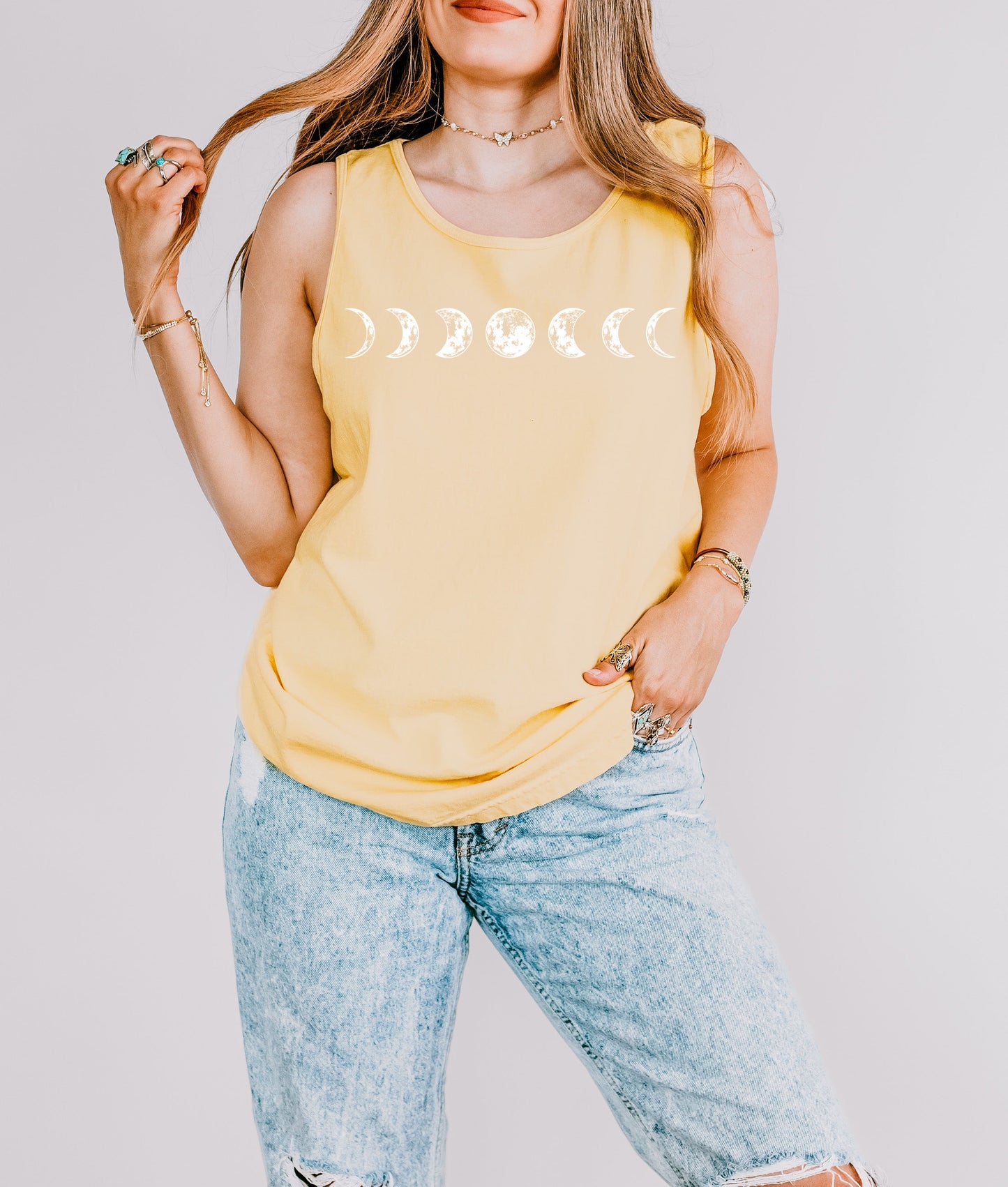 Moon Phase Summer Hiking Camping Vacation Nature Comfort Colors Tank Top