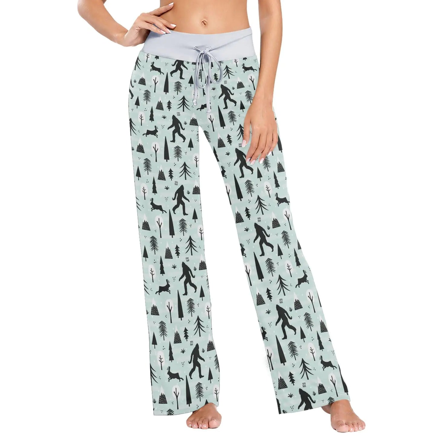 Laprad Women's Pajama Lounge Pants Bigfoot Sasquatch Comfy Casual Stretch Palazzo Drawstring Pjs Bottoms Wide Leg S - # GIAA23910008