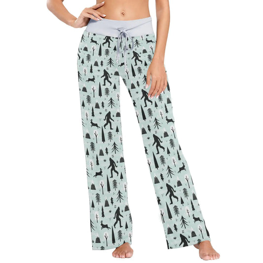 Laprad Women's Pajama Lounge Pants Bigfoot Sasquatch Comfy Casual Stretch Palazzo Drawstring Pjs Bottoms Wide Leg S - # GIAA23910008