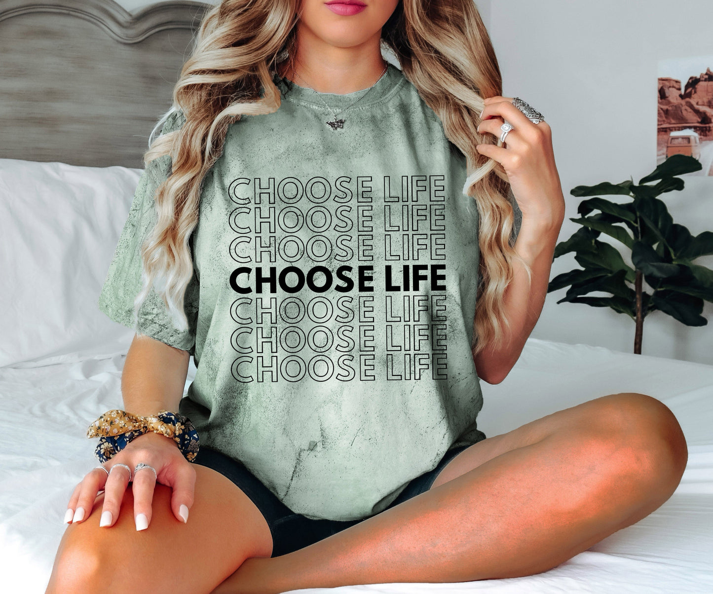 Choose Life Christian Comfort Colors Garment Dyed Christian T Shirt (Repeat)