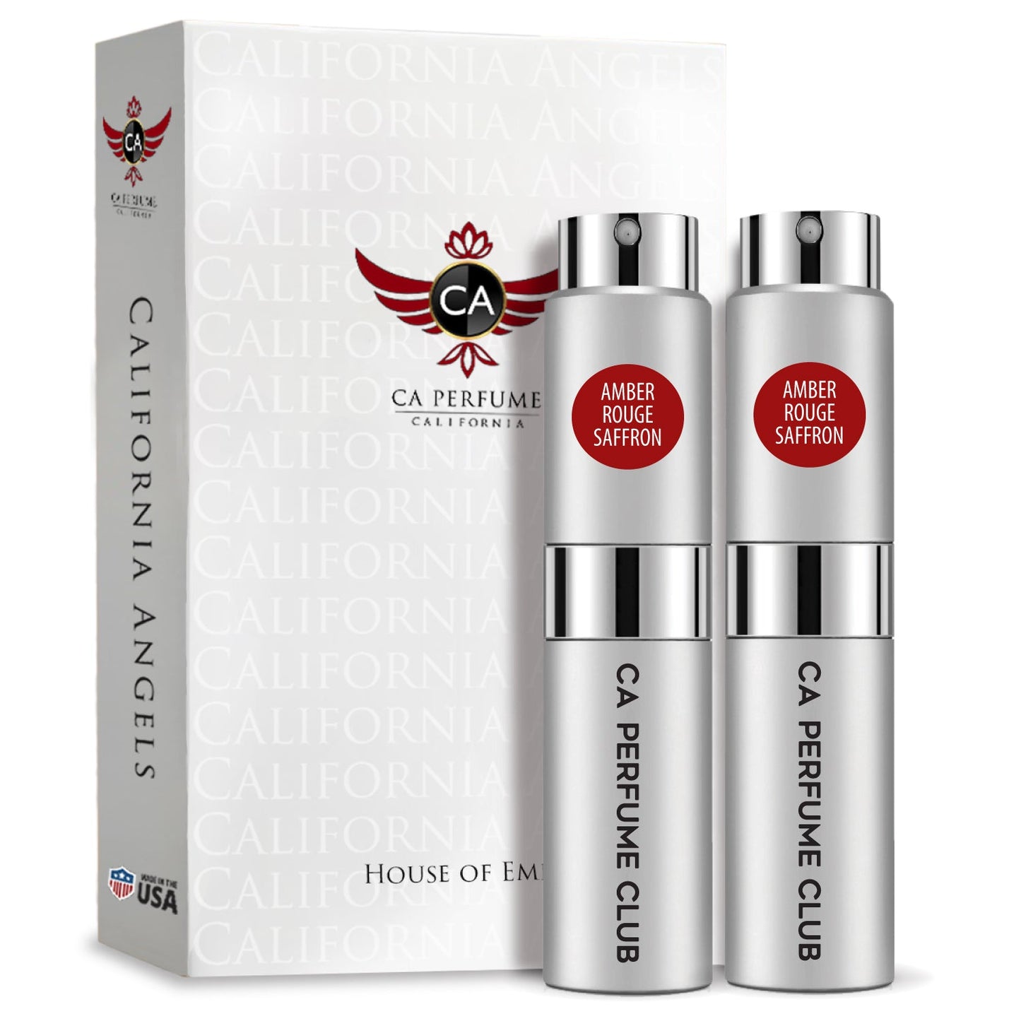 Amber Rouge Saffron Perfume Spray Duo Set 2 Pack Unisex Fragrance (0.27 Fl oz x2)