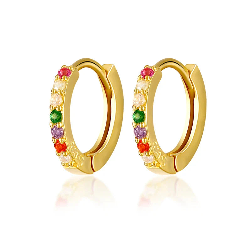 Color Zircon Earrings For Women 925 Sterling Silver Earrings Hoops Pendientes Plata Piercing Gold Jewelry