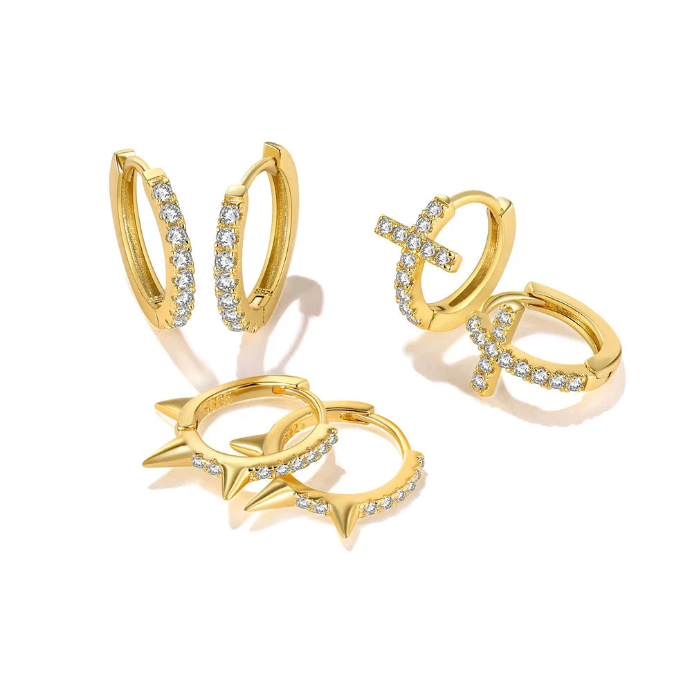 Color Zircon Earrings For Women 925 Sterling Silver Earrings Hoops Pendientes Plata Piercing Gold Jewelry