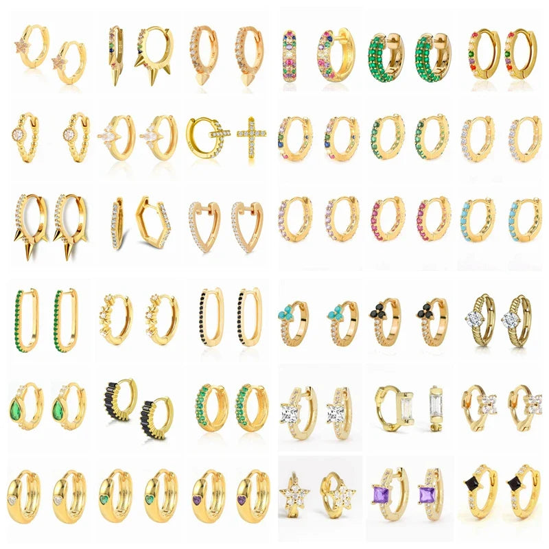 Color Zircon Earrings For Women 925 Sterling Silver Earrings Hoops Pendientes Plata Piercing Gold Jewelry