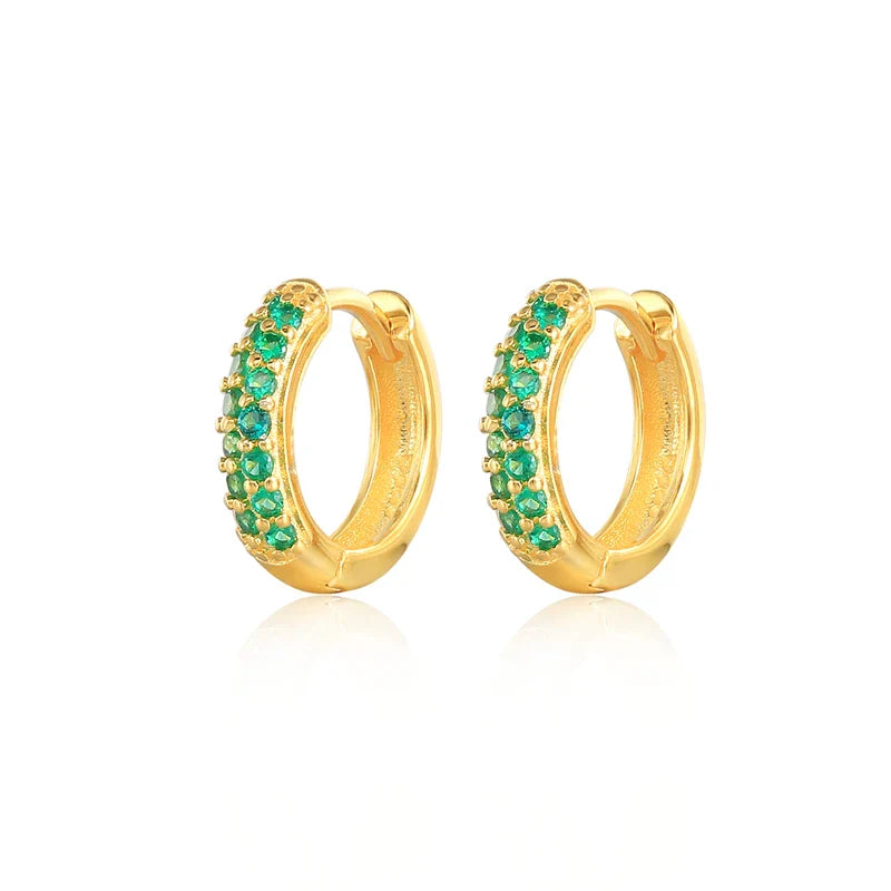 Color Zircon Earrings For Women 925 Sterling Silver Earrings Hoops Pendientes Plata Piercing Gold Jewelry