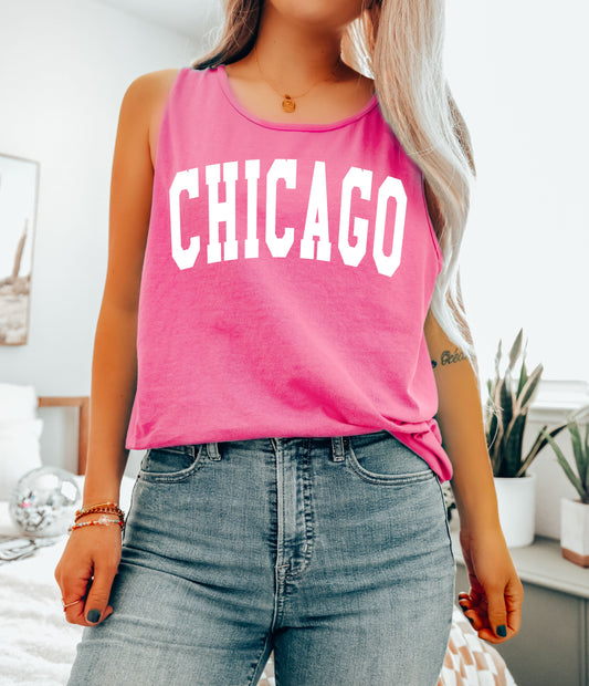 Chicago California State City Comfort Colors Tank Top (Condensed)