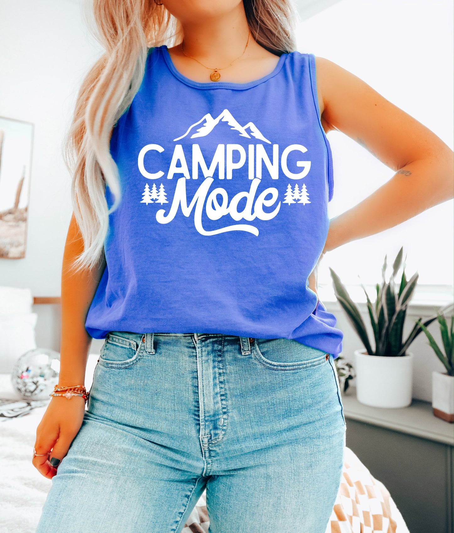 Camping Mode Mountain Hiking Nature Comfort Colors Tank Top
