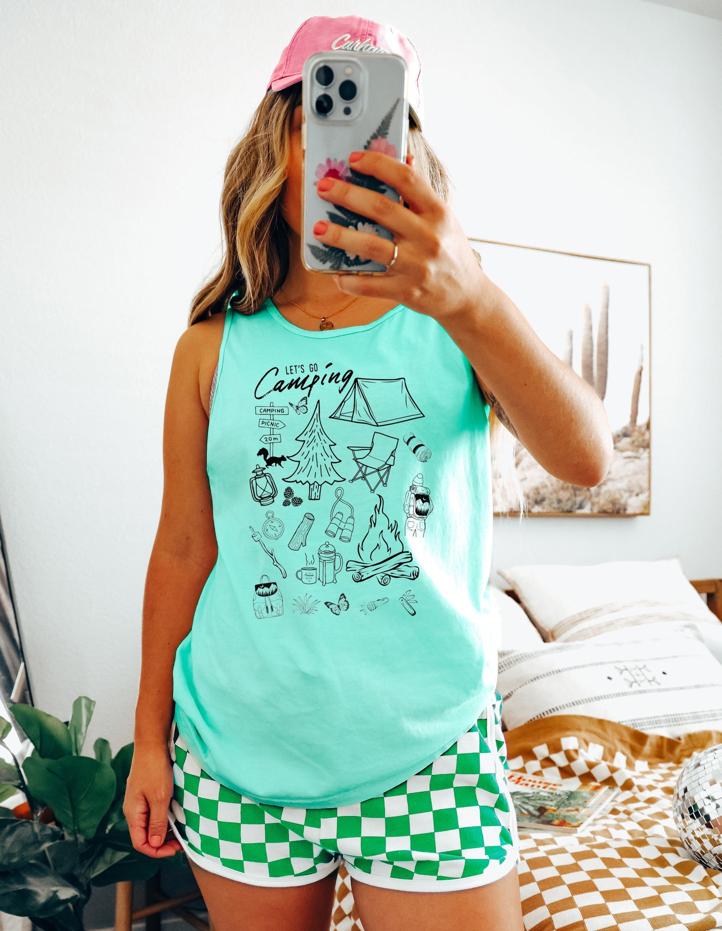 Camping Mountain Hiking Nature Comfort Colors Tank Top (sketches)