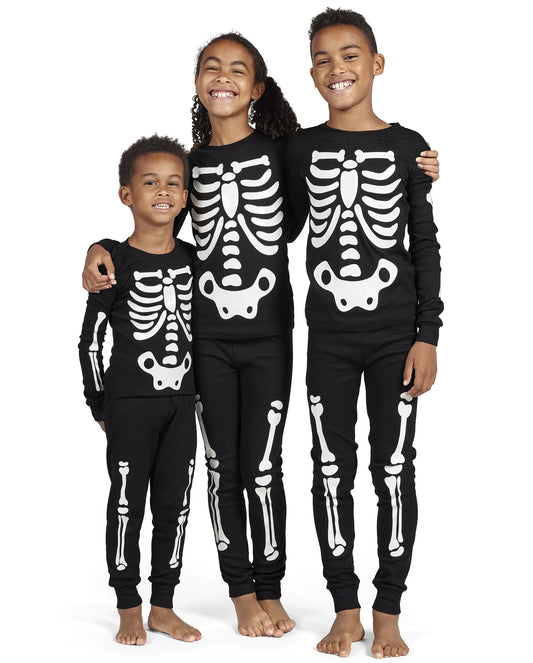The Children's Place Baby, Toddler and Big Kids' Siblings Matching Halloween Pajama Sets, Cotton Baby/Toddler 2 Piece 0-3 Months Skeleton - # BOAA11710002