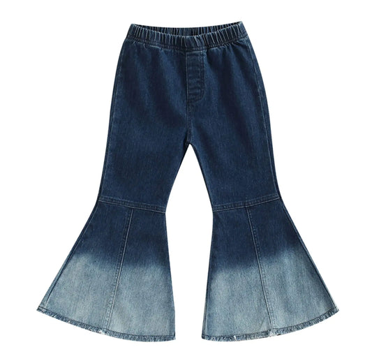 TAOHONG Toddler Baby Girl Flared Jeans Ripped Trousers Bell-Bottom Denim Pants Spring Fall Clothes Gradient Blue -  # GIAA21410004