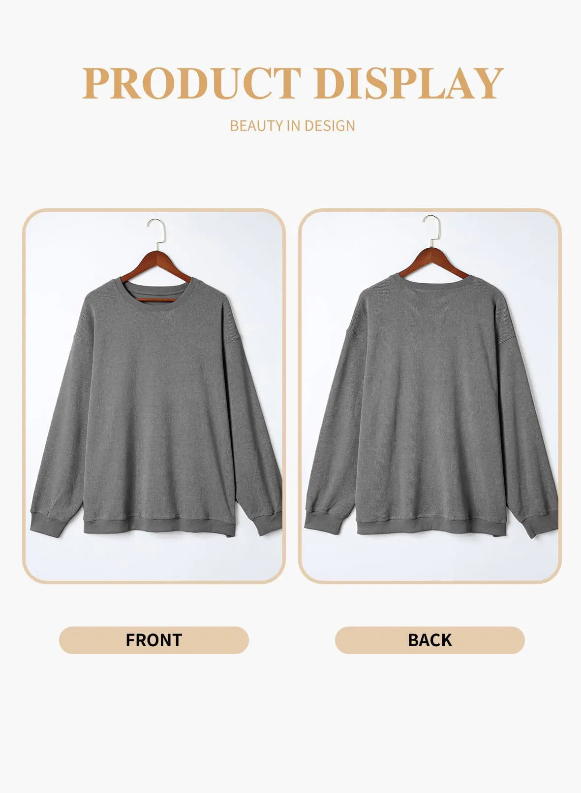 Eytino Women Plus Size Sweatshirts Long Sleeve Crew Neck Casual Oversized Soft Pullover Tops Shirts(1X-5X) 5X Q Grey - # WOAA21510014-PRG