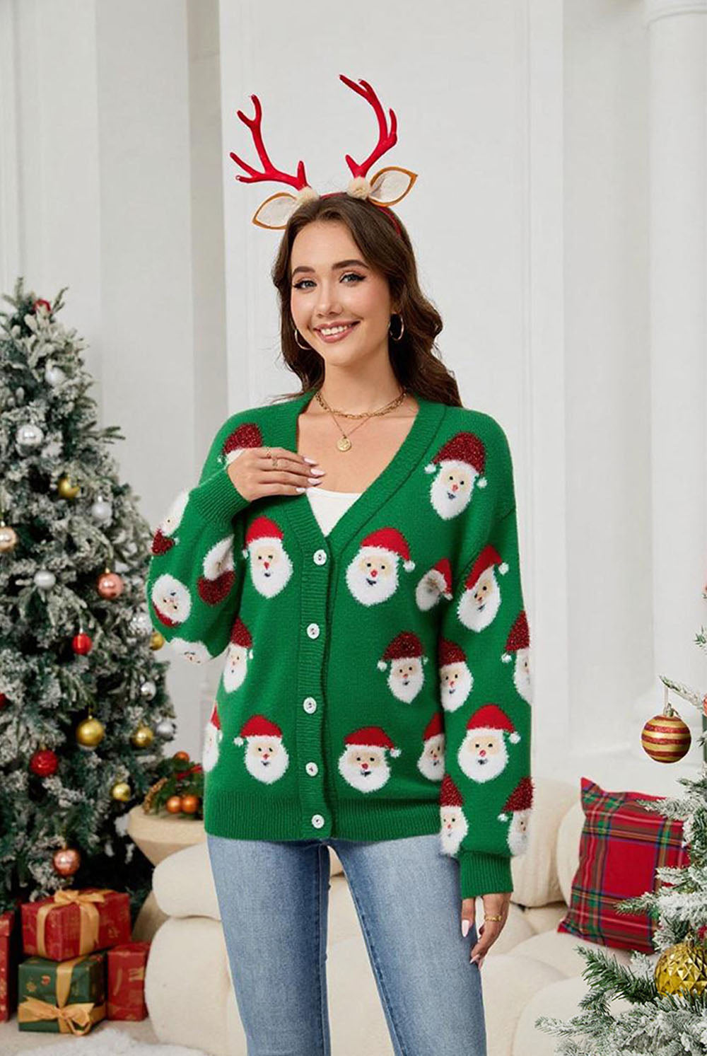 Casual Santa Claus Jacquard Cardigan Sweater | NCS