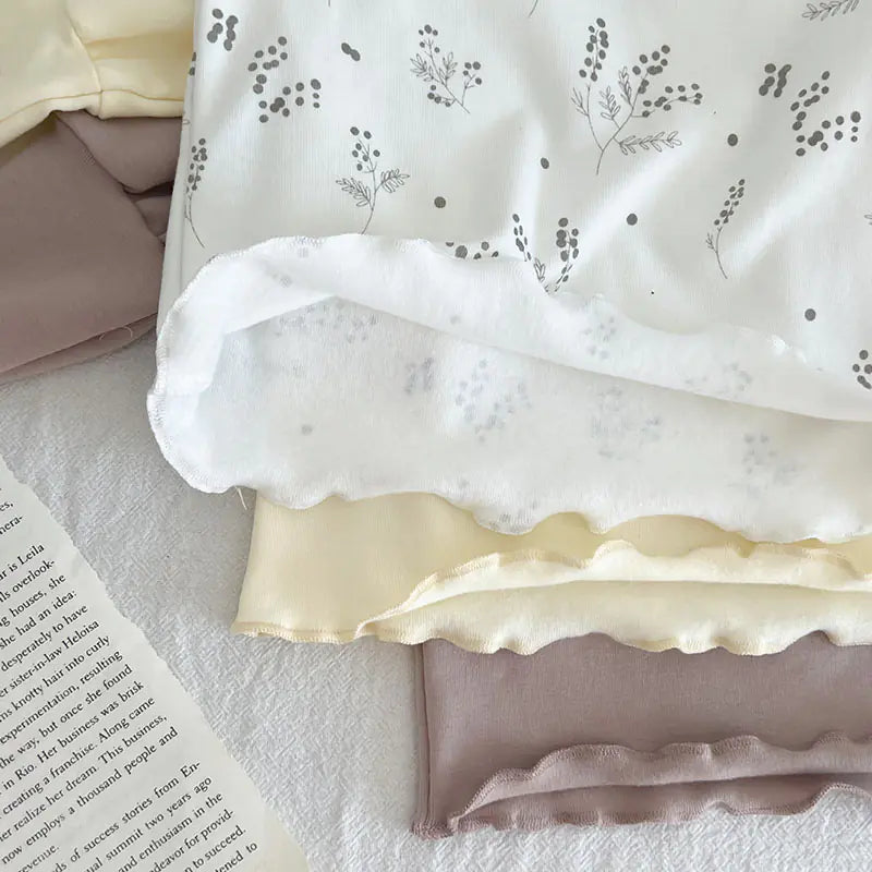 High Collar Long Sleeve Cotton T-shirt for Baby Girls - # BAAA1111010004