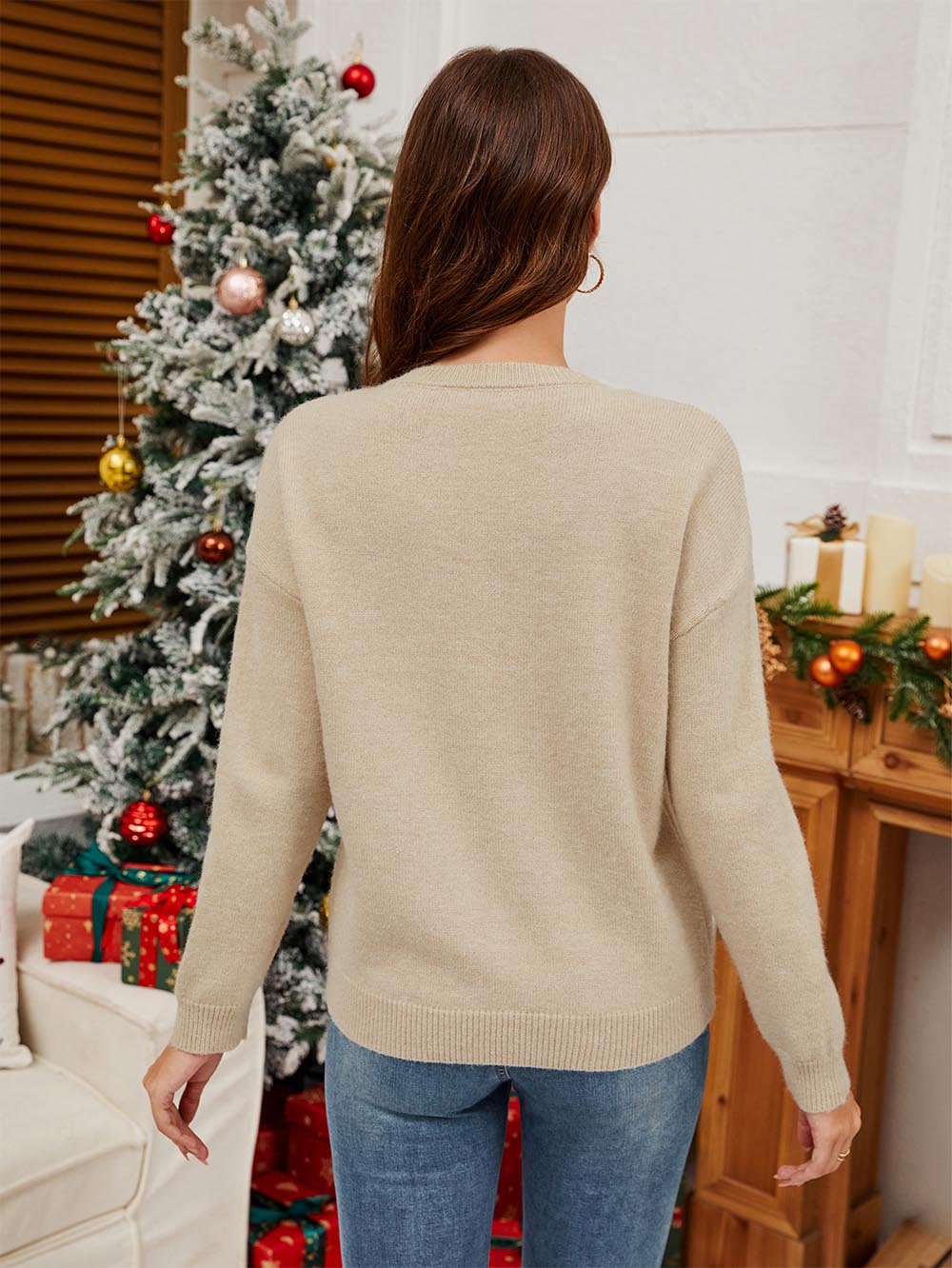 Christmas Candy Cane Sequin Knit Sweater | NCS