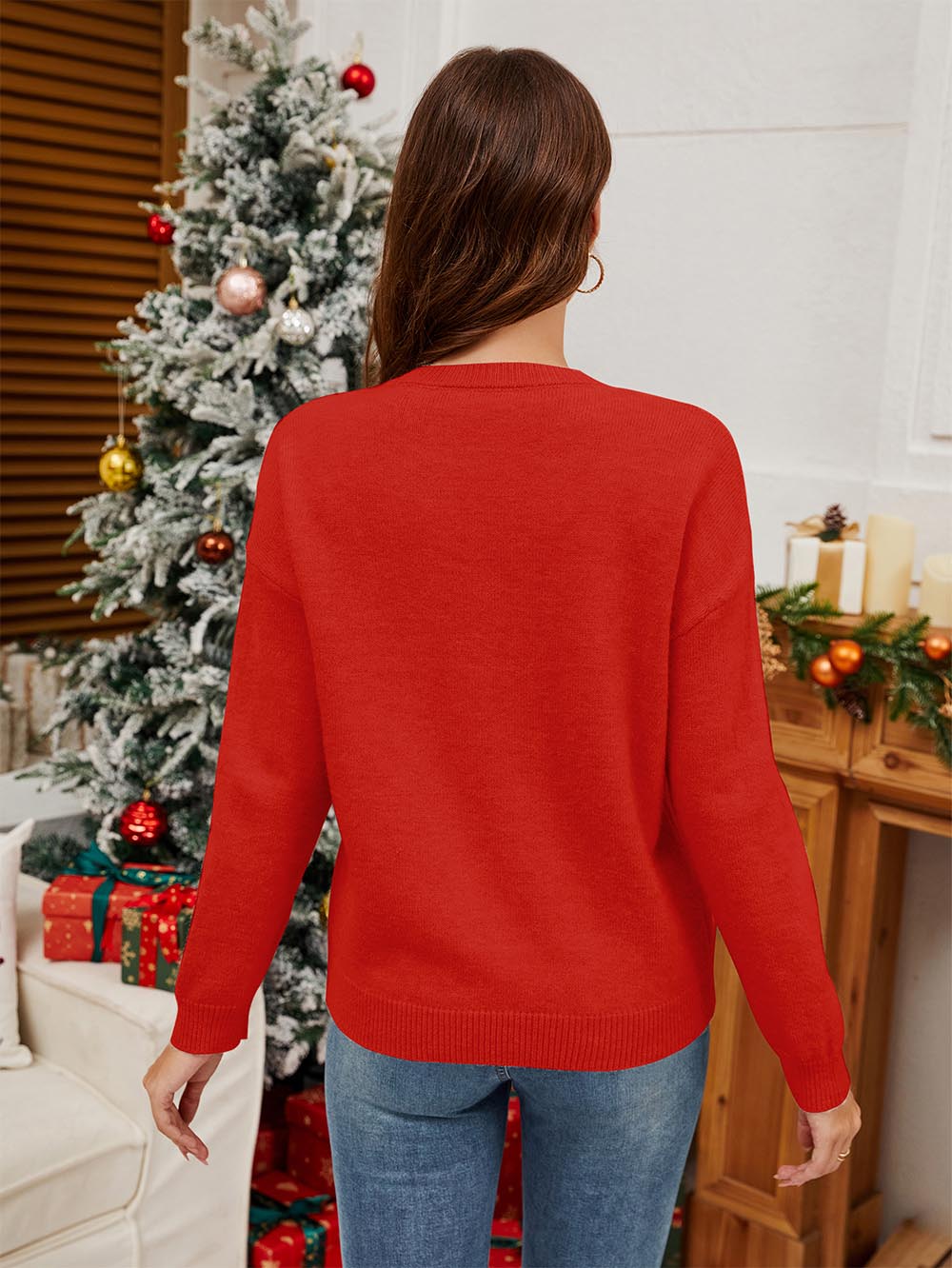 Christmas Candy Cane Sequin Knit Sweater | NCS