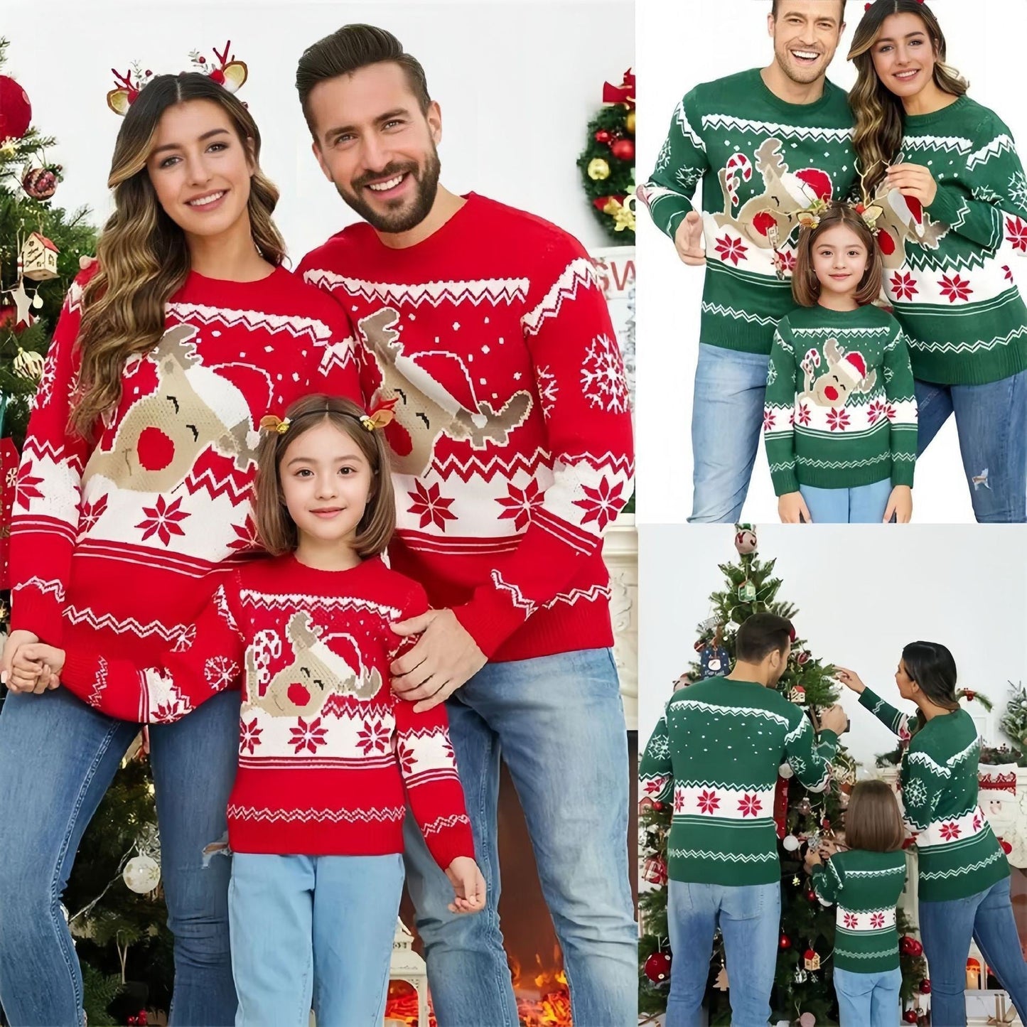 Christmas Reindeer Jacquard Family Matching Sweater | NCS