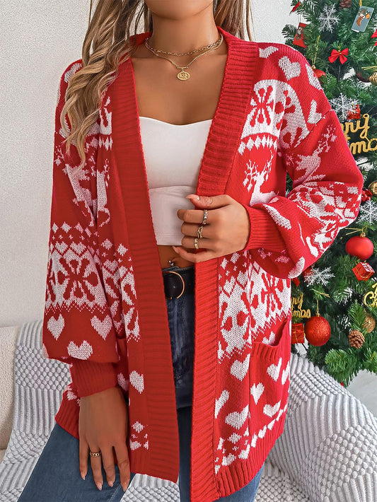 Christmas Reindeer Long Sleeve Cardigan Sweater | NCS