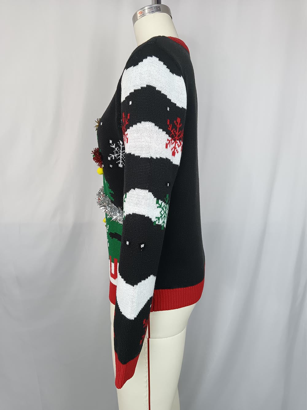 Christmas Tree Embroidery Crew Neck Ugly Christmas Sweater | NCS