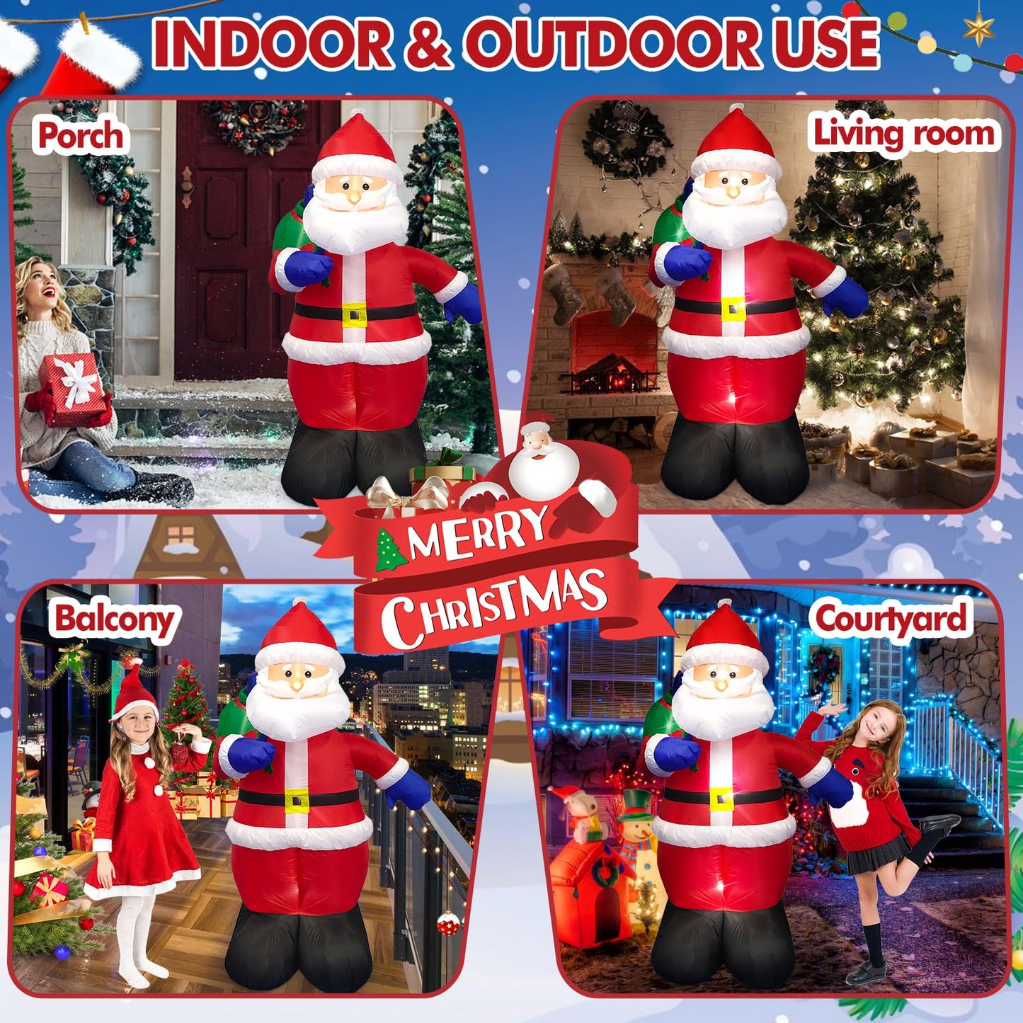 Christmas Inflatables Santa Outdoor Decorations | NCS