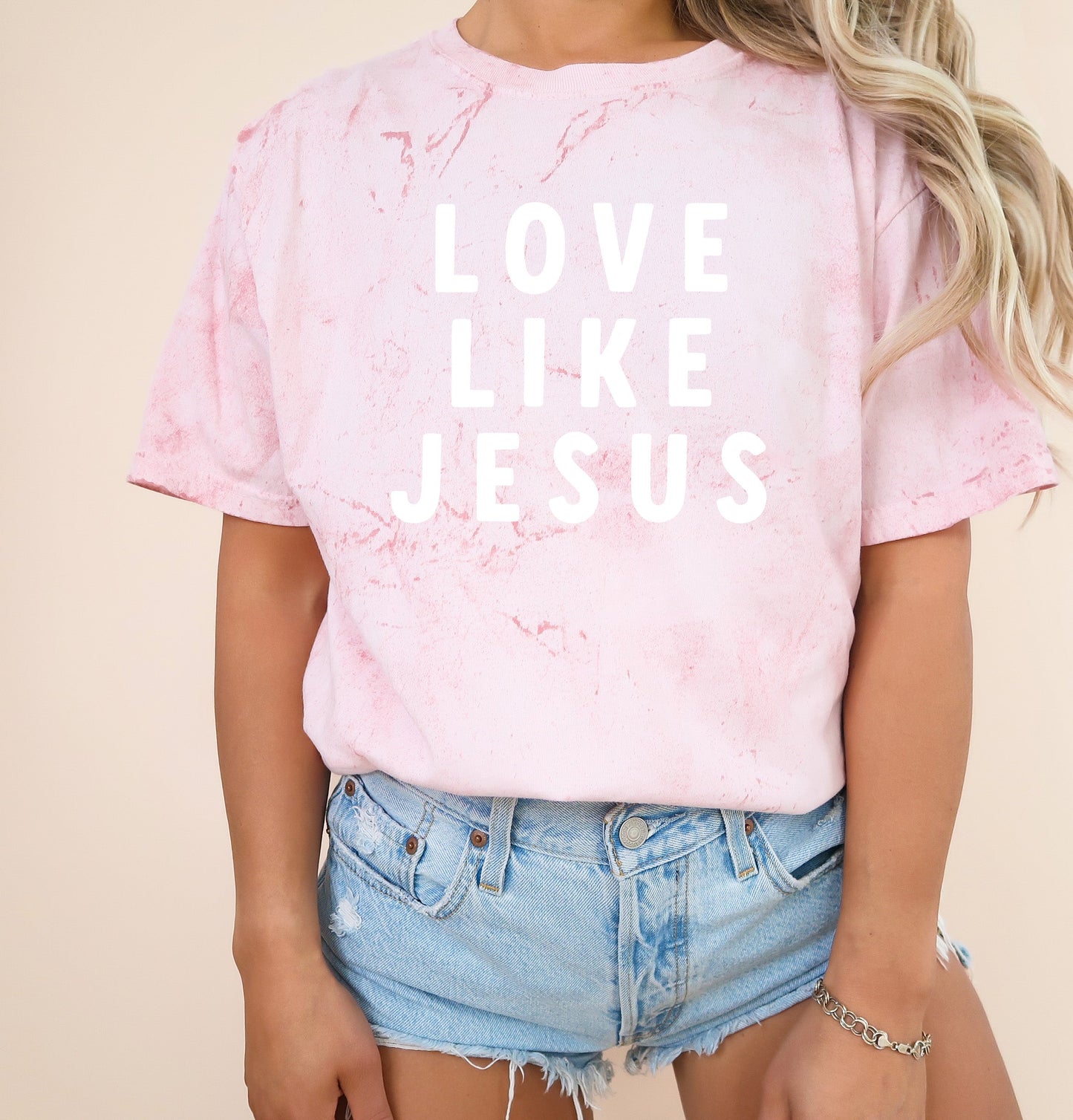 Love Like Jesus Garment Dyed Christian T Shirt (big design)