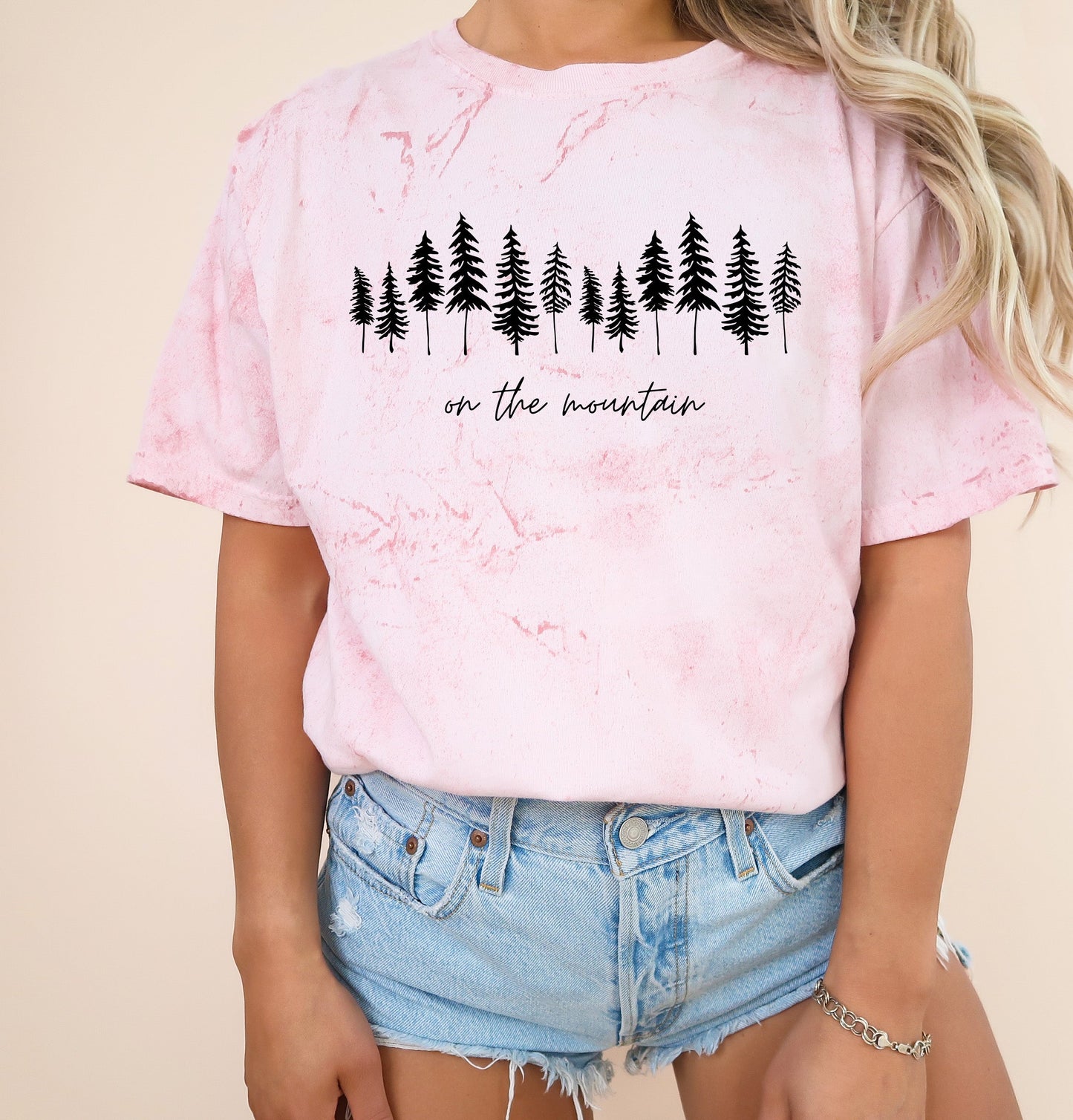On the mountain Tree Botanical Plant Nature Camping Adventure Garment Dyed T Shirt