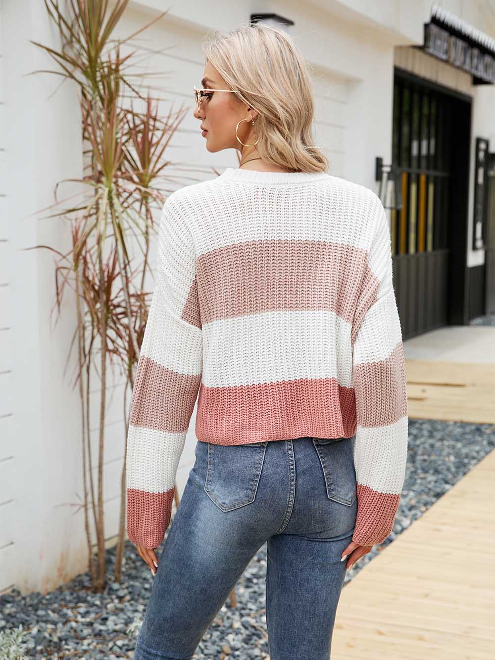 Colorblock Rib-knit Drop Shoulder Sweater | NCS