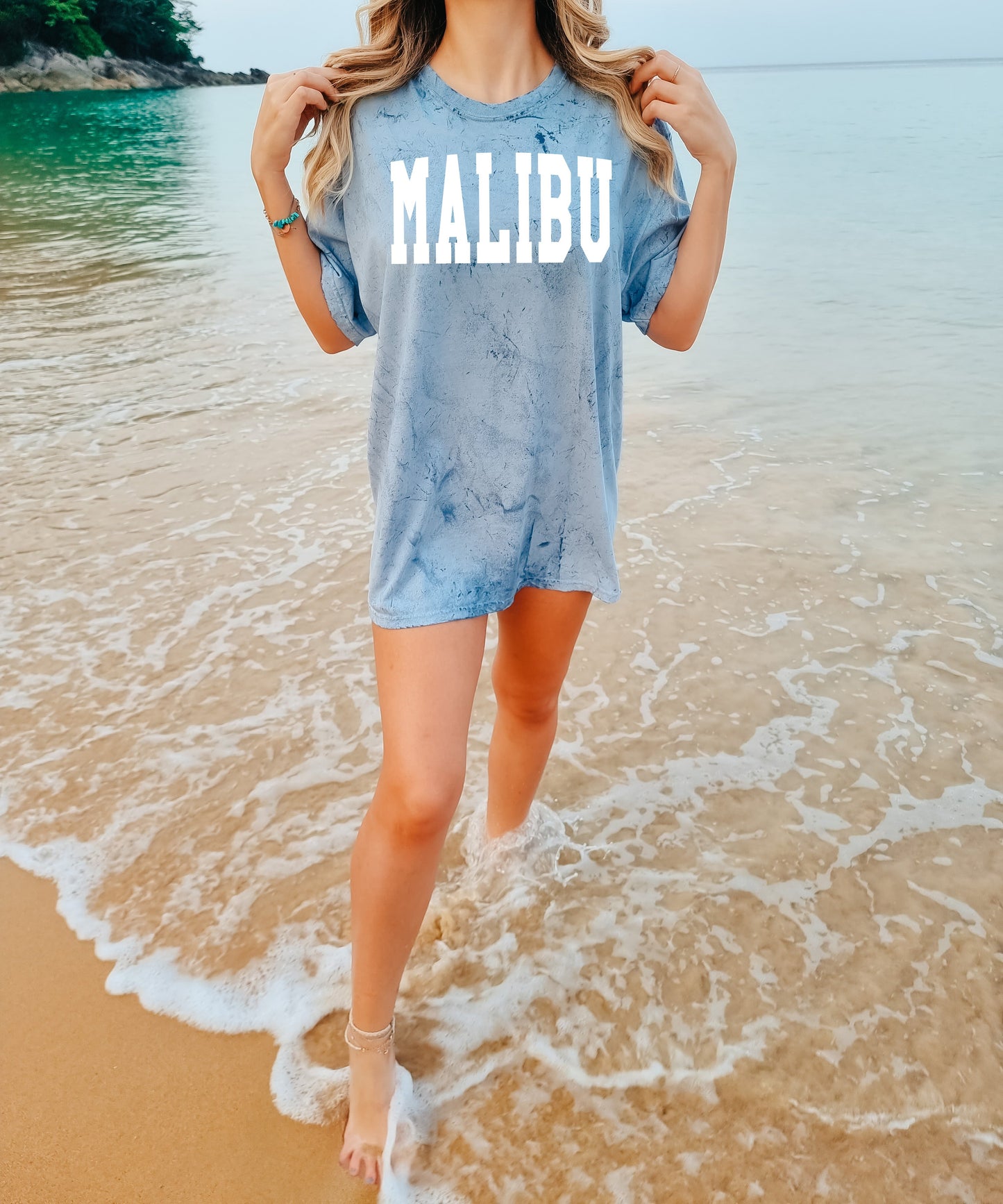 Malibu California State City Comfort Colors T Shirt (Condensed Font)