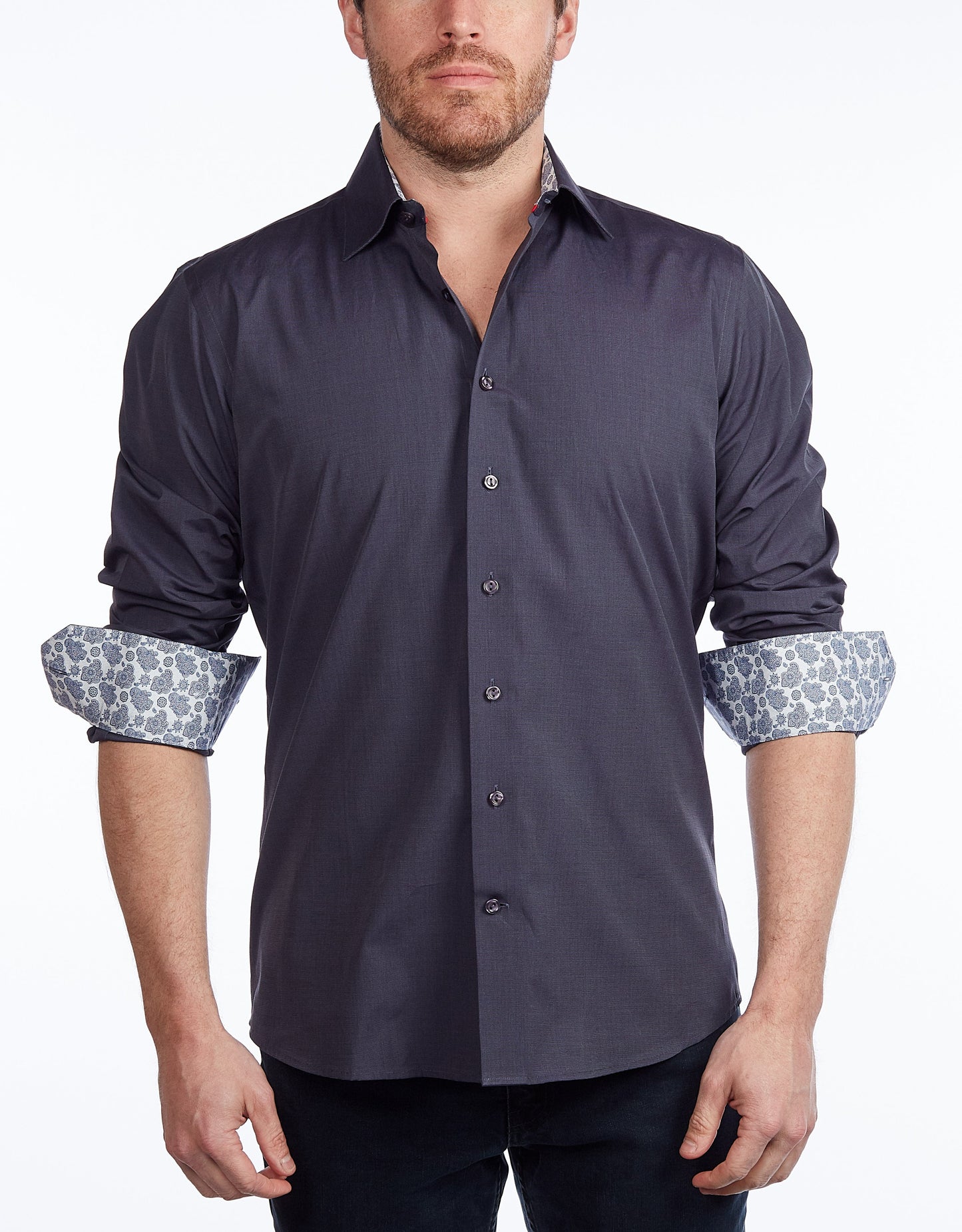 Contrast Collar Button-Up Shirt // Contemporary Fit - contrast  trimming - final sale