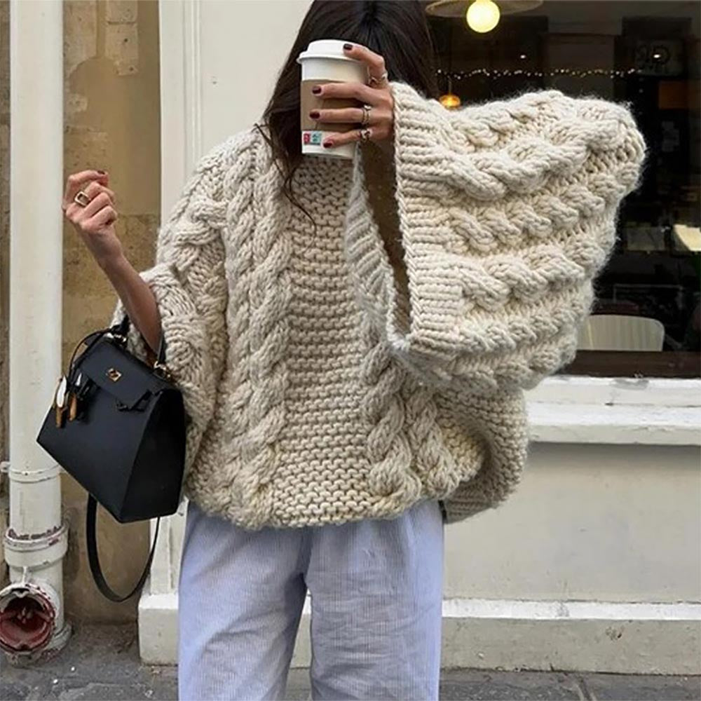 Cozy Bell Sleeve Cable Knit Sweater | NCS