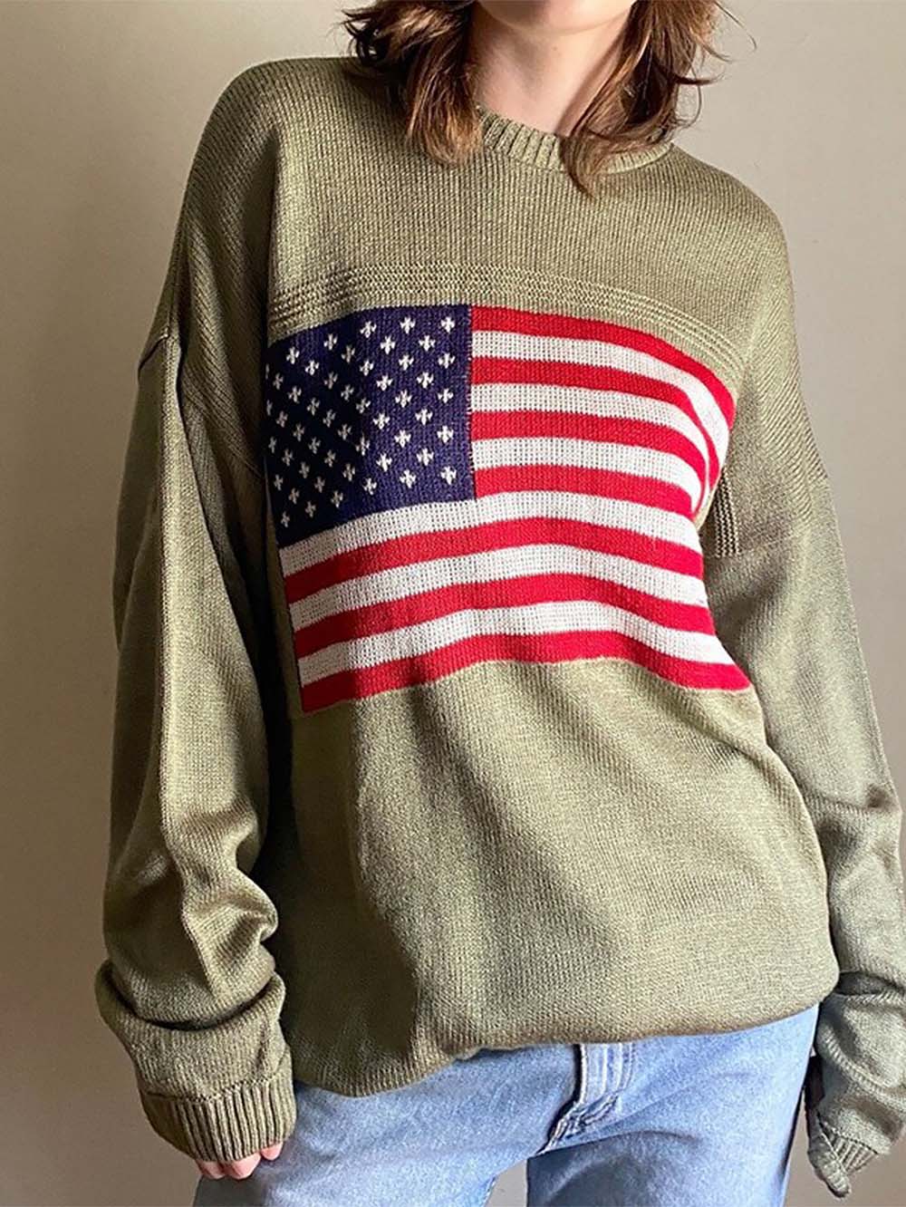 Cozy & Patriotic American Flag Knit Sweater | NCS