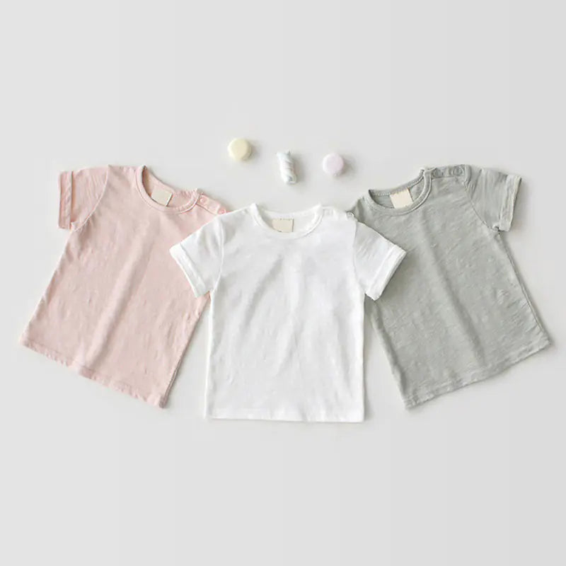 Soft Comfortable Short Sleeve Solid Color T-Shirt for Kids - # BAAA1111010006