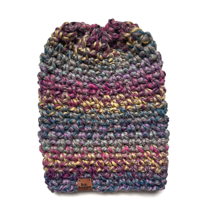 Crochet Simple Slouch Hat | Purple Slouchy Beanie