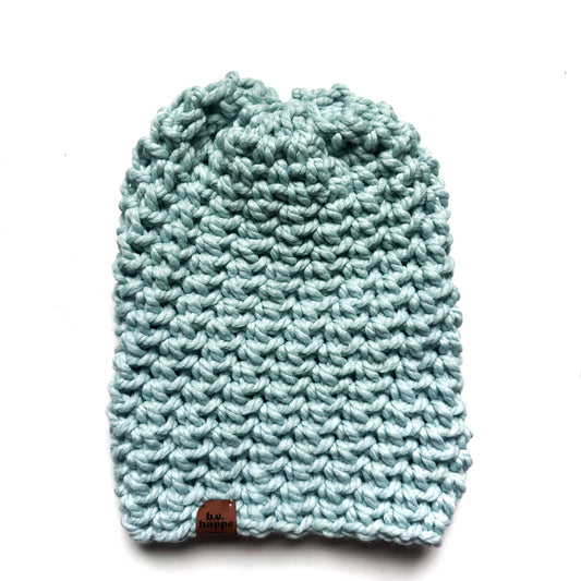 Crochet Slouch Hat | Light Blue Beanie