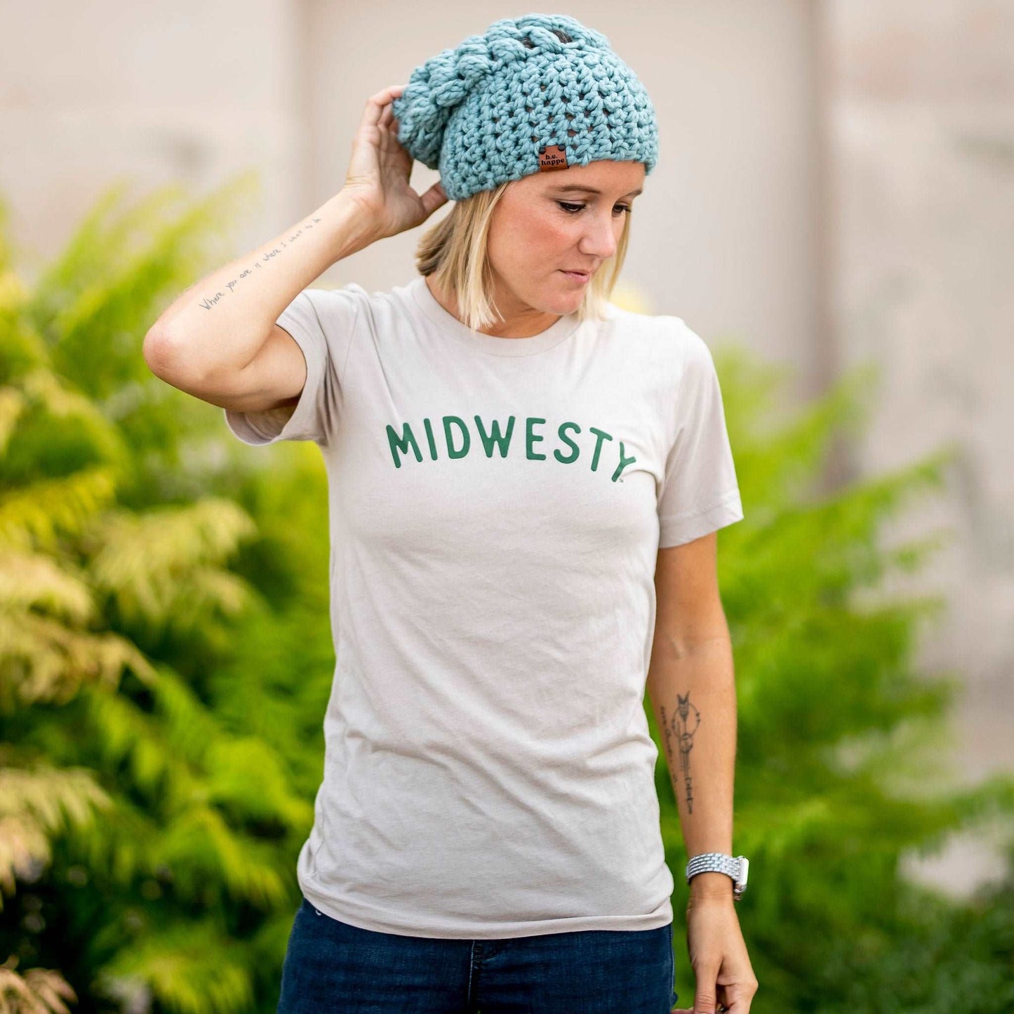 Crochet Slouch Hat | Succulent Blue Slouchy Beanie