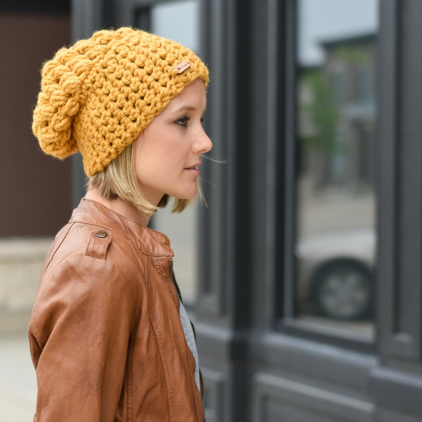 Crochet Slouch Hat | Yellow Slouchy Beanie