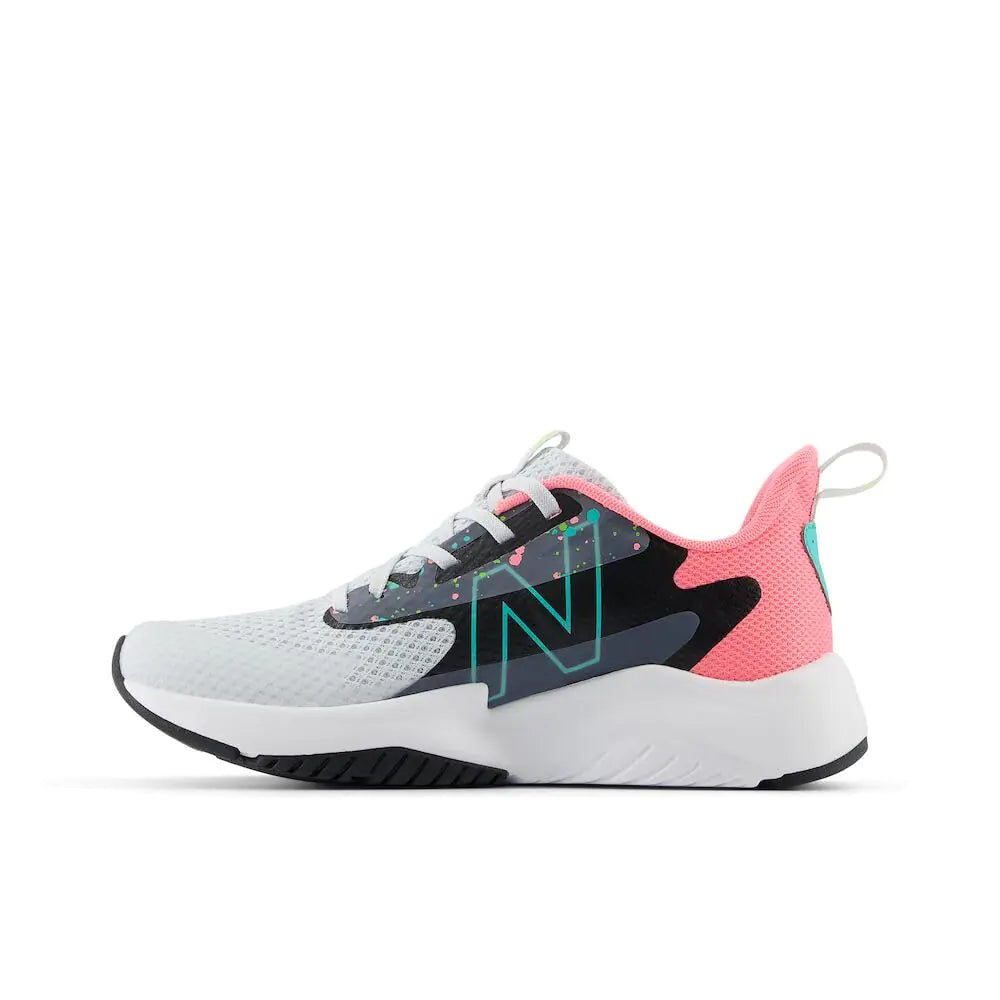 New Balance unisex-child Rave Run V2 Lace-up 12 Little Kid Quartz Grey/Ultra Pink/Cyber Jade - # GIAA71710004