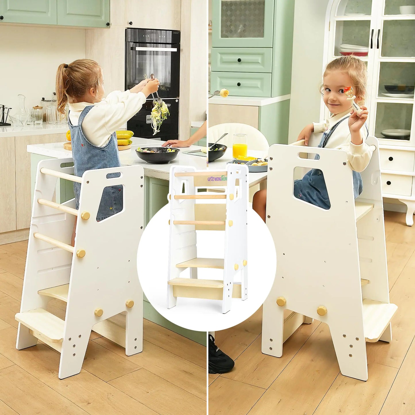 Groowing Mind Toddler Tower - Adjustable Montessori Multi-Use _ Toddler Kitchen Stool - Safe Toddler Tower - Essential Toddler Game Changer - Perfect Toddler Chair - # BAGEG11710012