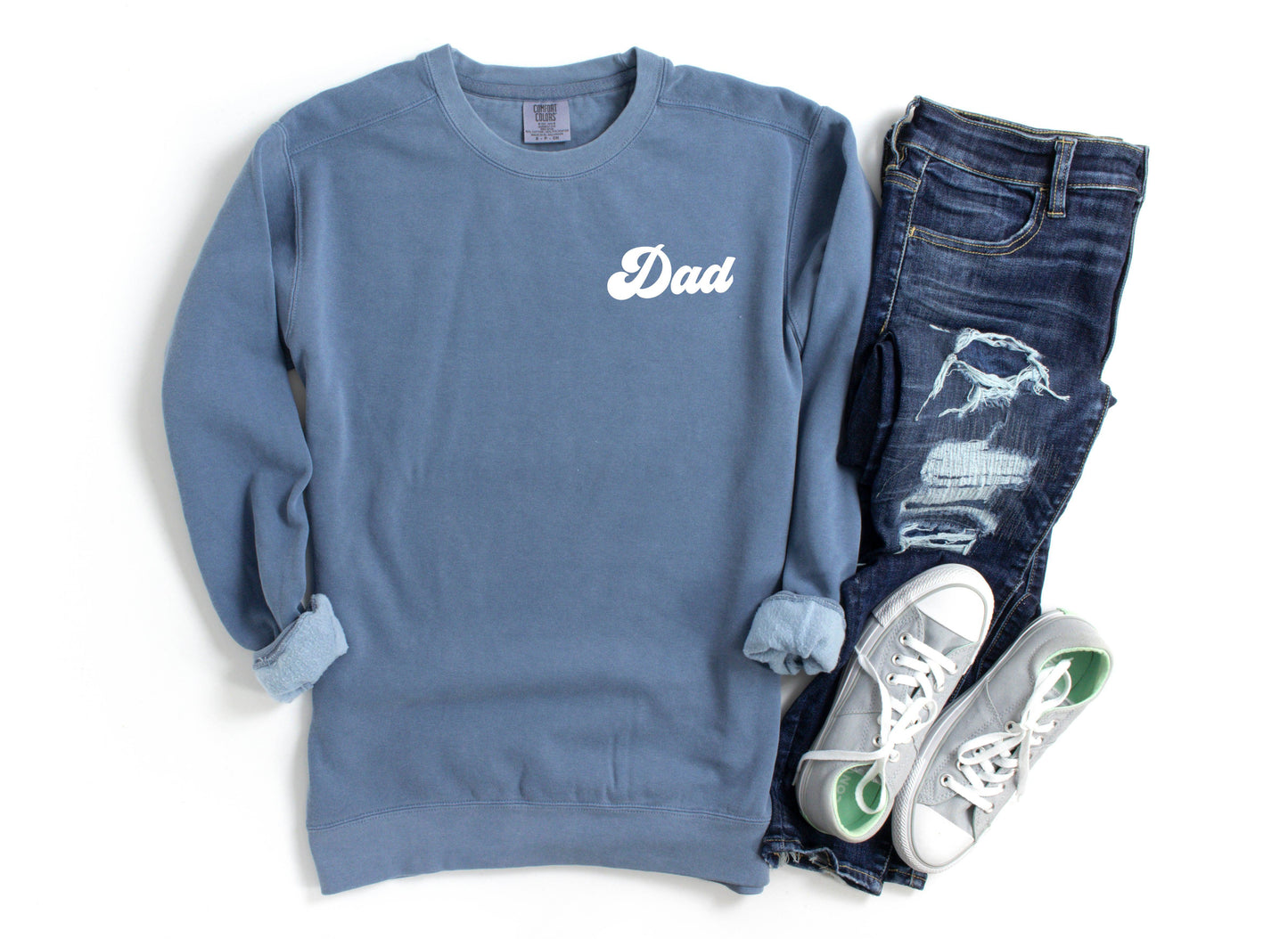 Dad Garment Dyed Comfort Colors Sweatshirt (Groovy Left Chest)