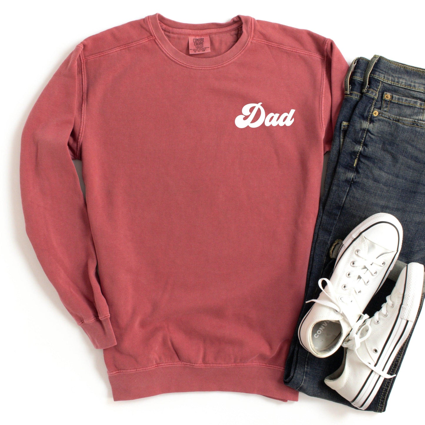 Dad Garment Dyed Comfort Colors Sweatshirt (Groovy Left Chest)