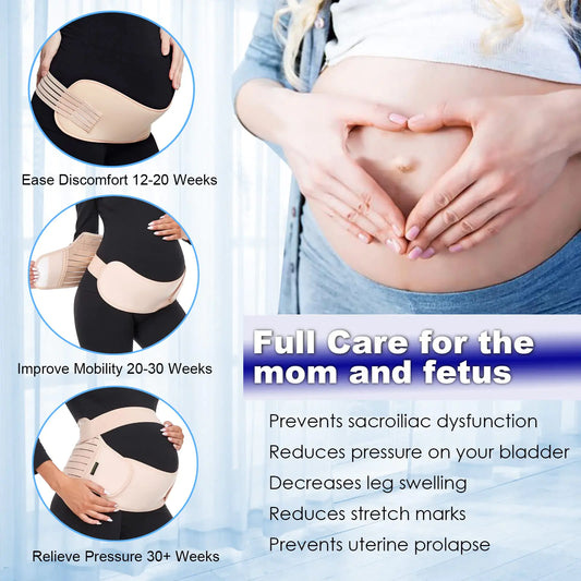 C.Erfei Maternity Belt Pregnancy Belly Band 3 in 1 Maternity Support Belt for Pregnant Back/Pelvic/Hip Pain, Maternity Band Belly Support for Pregnancy (Black, M: Fit Ab 35.5"-47.3") M: Fit Ab 35.5"-47.3" Black - # WOAA51210002-PRG