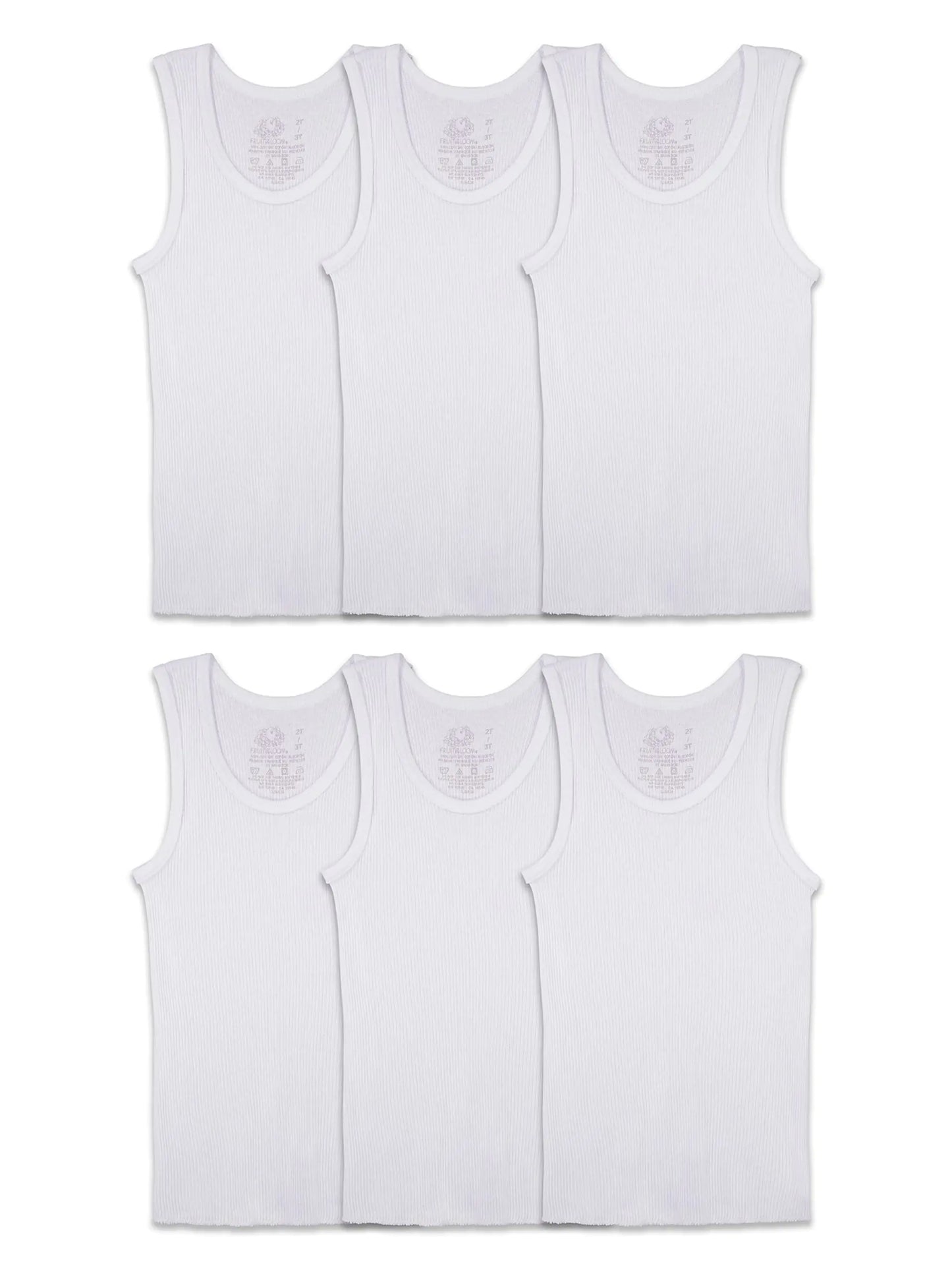 Fruit of the Loom Boys' Cotton White T Shirt 4-5T Tank - Toddler - 6 Pack - White - # BOAA11510012