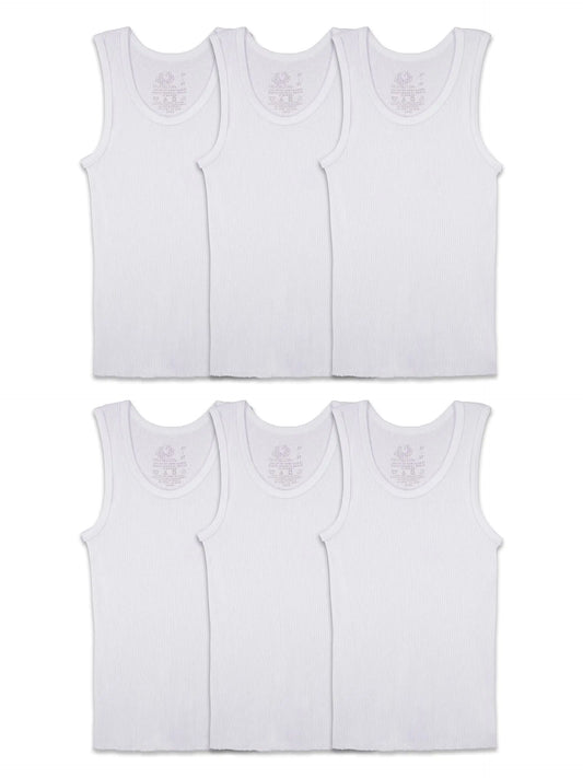 Fruit of the Loom Boys' Cotton White T Shirt 4-5T Tank - Toddler - 6 Pack - White - # BOAA11510012