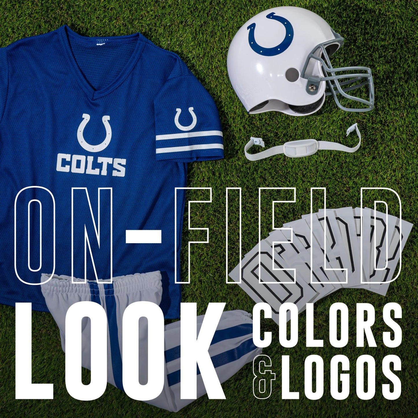 Franklin Sports NFL Youth Football Uniform Set for Boys & Girls - Includes Helmet, Jersey & Pants with Chinstrap + Numbers Indianapolis Colts Medium - # BOAA12110001