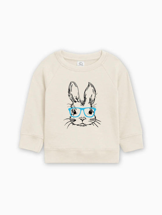 Easter Bunny With Blue Glasses Organic Cotton Baby toddler Pullover