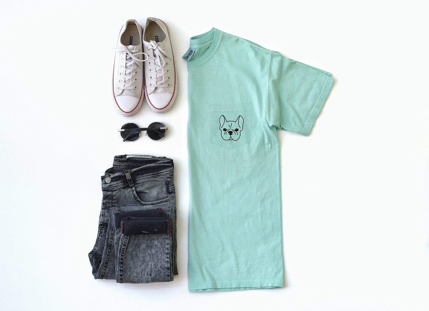 Frenchie Mama French Bulldog Comfort Colors Pocket T Shirt