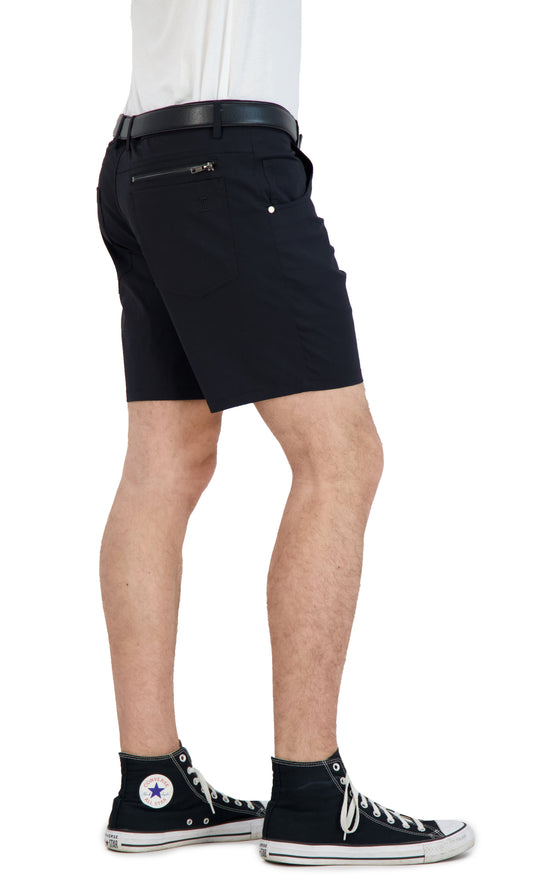 Everyday Stretch Shorts with a Comfortable Built-In Liner - Denim Style- Black